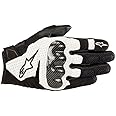 Alpinestars SMX-1 Air V2 Gloves, Short Cuff Fit, Leather and Mesh Construction, CE-Certified, Ergonomic Protection, Summer Riding Glove, S, Black/White