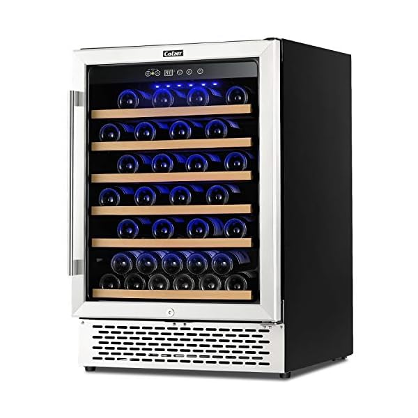 Colzer-Premium-24-Inch-Wine-Cooler-51-Bottle-Wine-Fridge-with-2-Locks-Humidity-Control-Intelligent-Digital-Upgrade-Compressor-Built-in-or-Freestanding-Wine-Cellars-for-Home-Office-Bar