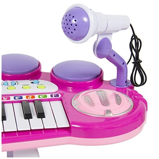 Best Choice Products 37-Key Kids Electronic Musical Instrument Piano Toy Keyboard w/ Record and Playback, Microphone, Synthesizer, Stool - Pink - Image 4