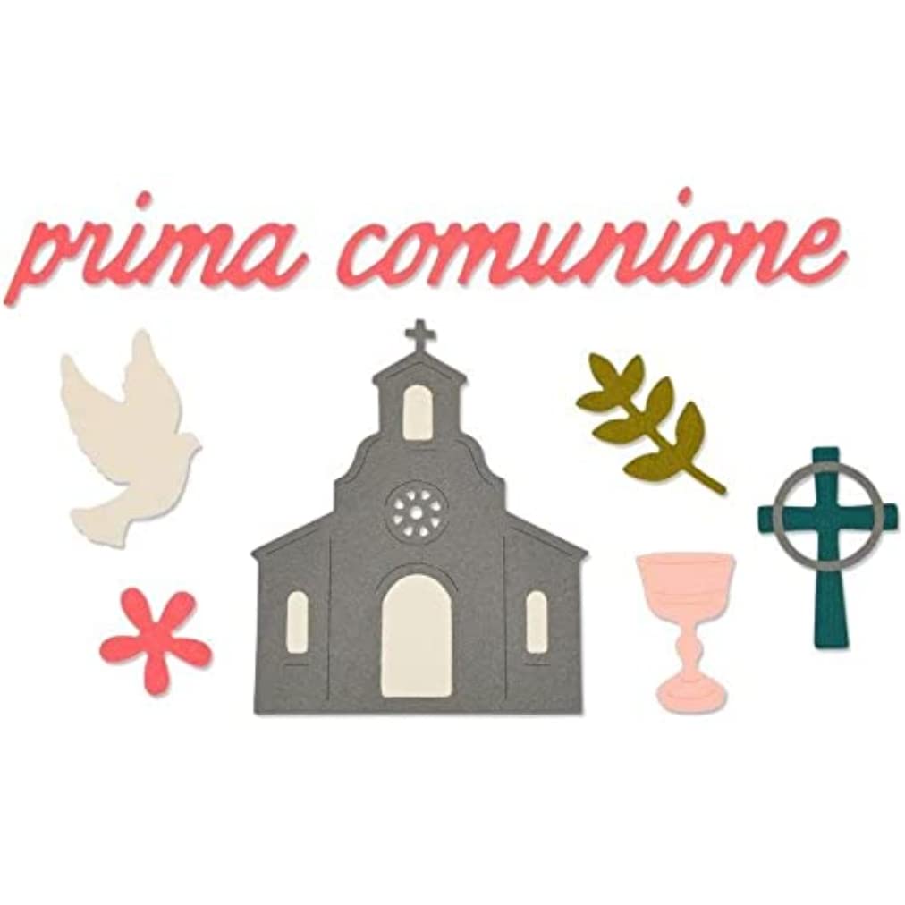 Sizzix" Prima Comunione Thinlits Die Set, Metal, Silver, 23.5 x 8.1 x 0.2 cm