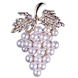 Fablcrew Grape Shape with Man-Made Pearl Pin Brooch Brooch Pin for Silk Scarf Size 3.8×5.4cm