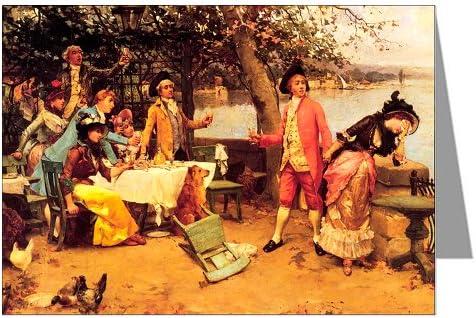 Six Greeting Cards Of Auguste Emile Pinchart Romantic Painting Titled The Toast