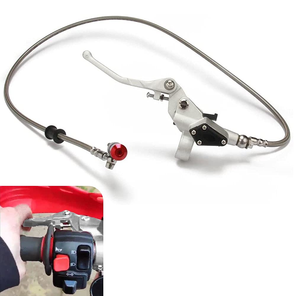 JFG RACING Motorcycle Hydraulic Clutch- 1200mm Hydraulic Clutch Lever Master Cylinder for 125cc 250cc Dirt Pit Bike Motorcycle- Silver