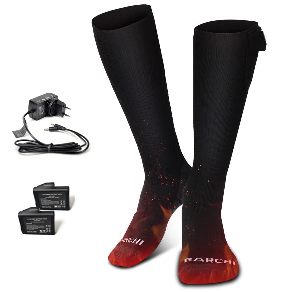 BARCHI HEAT Heated Socks for Men and Women, Rechargeable Electric Heated Socks, Winter Foot Warmers, Suitable for Skiing, Cycling, Fishing, Hunting.