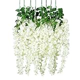 Unomor 3.25 Feet Wisteria Artificial Flowers Fake Hanging Flowers Vine Garland for Wedding Decorations (8 Pcs)