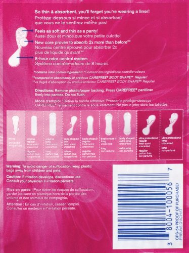 Carefree Body Shape Regular Unscented, 54-count (Pack of 2)