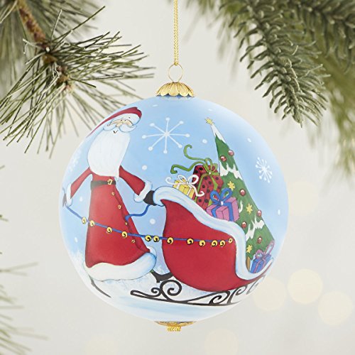 2016 Li Bien Santa & Sleigh Glass Christmas Ornament