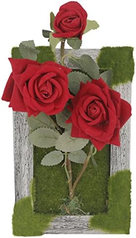 GoodLuck Greenz Premium Quality Artificial Rose Flower with Wall Frame Arrangement (15 cm x 12 cm x 32 cm, Green, GNZ0025)