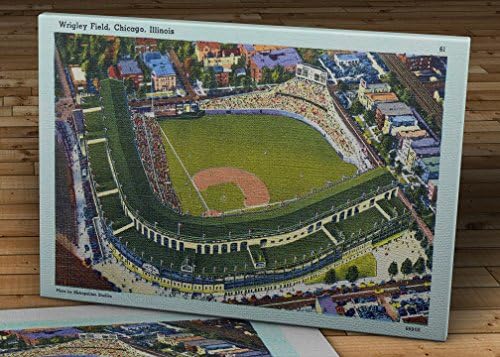 1941 Vintage Chicago Cubs Wrigley Field Post Card - Canvas Gallery Wrap - 16 x 10