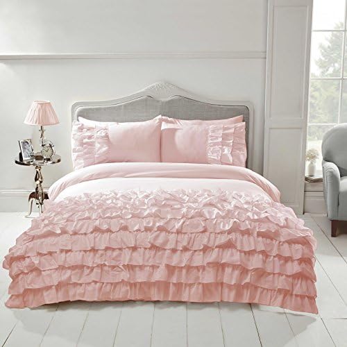 Rapport Flamenco Ruffle Blush Pink UK Single/US Twin Duvet Cover Pillowcase Set