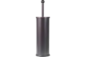 HUJI Rust Resistant Bronze Toilet Brush Holder with Lid Perfect Bathroom Bowl Cleaning Set Gift for House Warming or College Dorms Accessories (1, Bronze Toilet Brush)