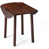VINGLI Round Dining Table, 35.8" Solid Wood Folding Kitchen Table, Brown | Small Drop Leaf Kitchen Table for 2-4, Extendable Top for Small Spaces, Dining Room, Apartment, Space Saving, Easy Assembly
