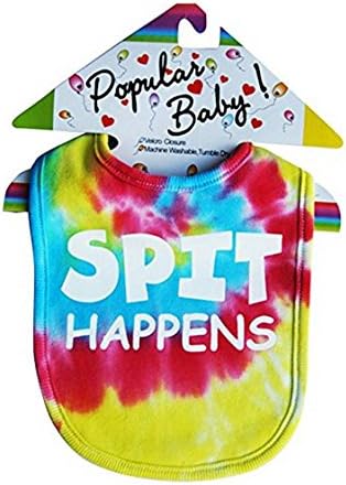 Infant Baby Bib Spit Happens Funny Print Tie dye Cotton Velcro Closure