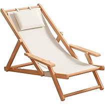 Amazon.com : MOOTEK Wood Portable Reclining Beach Chair, 4