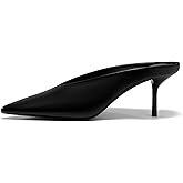 Coutgo Womens High Heels Mules Closed Pointed Toe Slide Sandals Slip On Summer Dress Shoes