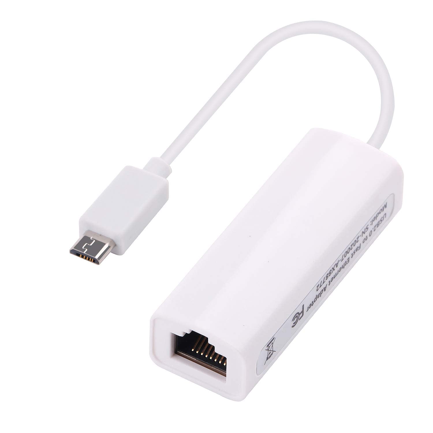Micro USB to RJ45 Ethernet Adapter 10/100 Mbps, High Speed Internet Optimizer RJ45 to Micro USB Ethernet LAN WiFi Network Adapter Converter Booster Plug Play for Tablet, PC, Laptop, Windows, Mac