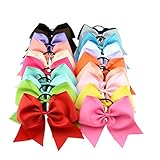 FASOTY 20PCS 8'' Large Cheer Hair Bows Ponytail Holder Elastic Hair Ties For Women and Girls