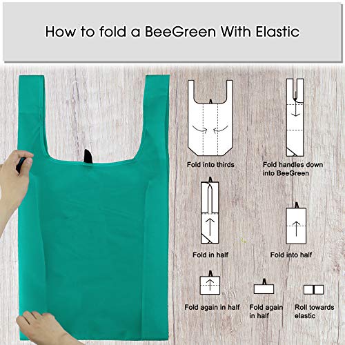 BeeGreen 12 Pack Reusable Grocery Bags ExtraLarge Shopping Bag with