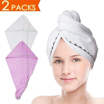 Convetu 2pack Microfiber Hair Towel Premium Curly Hair Towel Wrap