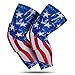 RoryTory Padded Compression Leg Sleeves Basketball Knee Pads Brace Support for Football Volleyball Baseball Soccer Tennis Sports Protection Men Women Adults - (1 Pair) Medium Size | USA American Flag