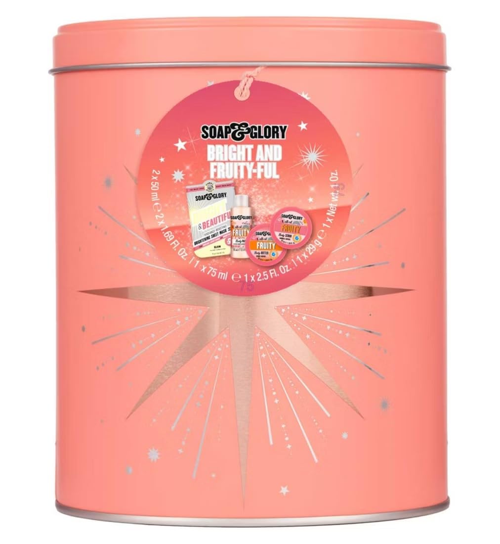 NEW Soap Glory Bright and Fruity-ful 4 Piece Gift Set, Shower Gel, Body Scrub, Body Moisturiser, Face Mask | Complete SET | LIMITED TIME | VERSATILE COLLECTION
