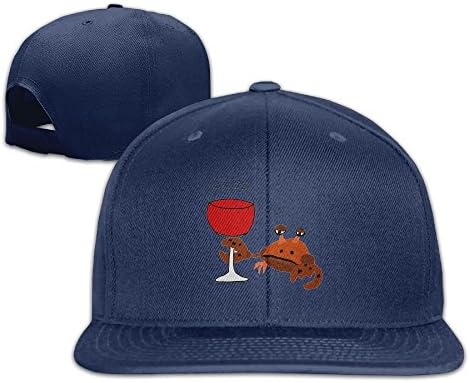 VHGJKGIN Funny Crab Drinking Wine Fashionable Hats are Flattened Along Baseball Caps.