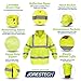 JORESTECH Safety Rain Jacket Waterproof Reflective High Visibility with Detachable Hood and Interior Mesh Yellow/Lime ANSI Class 3 Level 2 Type R JK-03 (L)