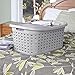 Sterilite 6-Pack Weave Laundry Basket, Rectangle Plastic Clothes Hamper w/ Handles, Gray