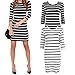 YXTech Women Summer Striped Sexy Dress 3/4 Sleeve Casual Knee Length Dress (XL, Black)
