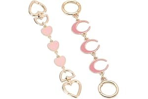 UUYYEO 2 Pcs Bag Extender Chain Purse Strap Extenders Heart Purse Chain Extender Bag Chain Straps Charms for Handbag Shoulder Crossbody Bag Pink
