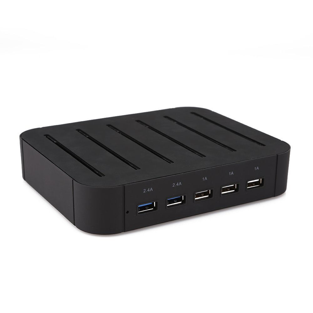 Estación de carga USB,Mbuynow 5 Puertos USB Multi-Cargador Universal 2.4A Tecnología de carga rápida para teléfonos inteligentes Tablets Galaxy Nexus y más