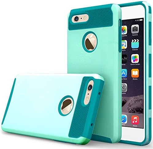 iPhone 7 Case Cover,High Impact Slim Armor Ultra Hybrid 2 packs Hard PC Outer Shell with Soft Rubber Inner Defender Heavy Duty Shock Absorbent/Scratches Resistant for Apple iPhone 7 (2016) (aque+teal)
