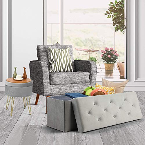 YITAHOME 43 Inches Folding 120L Storage Ottoman Bench, Velvet Footrest