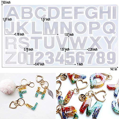 DIY Casting Mold,Resin Molds,Number Alphabet Jewelry Casting Mold Letter Jewelry Making Mold DIY Sugar Cake Craft Casting Mould Silicone Casting Molds Set Kit