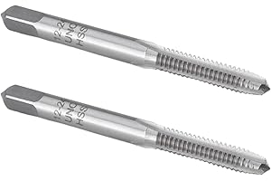 Burkit 2pcs No 12-24 UNC Thread Tap Right Hand, HSS 12 x 24 UNC Straight Fluted Machine Tap