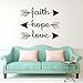 CUGBO Wall Decals Faith Hope Love Family Wall Quotes Bible Verses Arrow Art Mural Psalms Vinyl Stickers Bedroom Living Room Decor