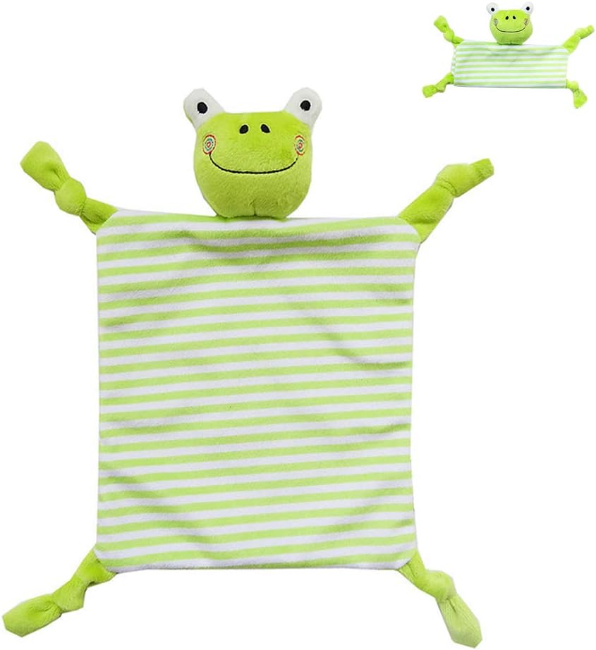 Baby Security Blanket Newborn Teething Toys - Knotted Security Blankie for Babies, Green Frogs