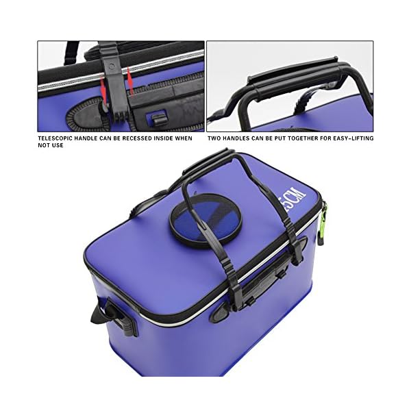 BOSSXIN-EVA-Waterproof-Fishing-Water-Bucket-Portable-and-Easy-Cleaning-Fishing-Bait-Storage-Box-with-Breathable-Mesh-Top-Pocket-Perfect-for-Fishing-Camping-HikingTraveling-Car-Washing
