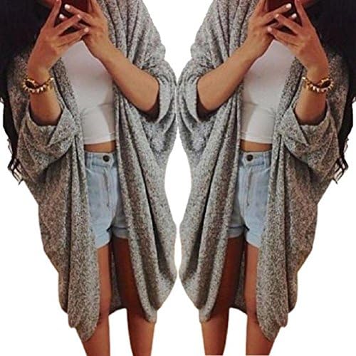 Lightweight Jackets, RIUDA Womens Lady Casual Knit Sleeve Sweater Coat Cardigan Jacket (XXXL, Gray)