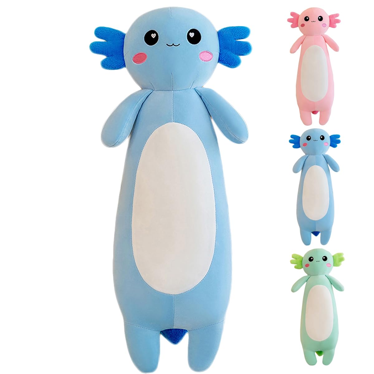 Kekeso Long Axolotl Stuffed Animal Salamander Plush Pillow, Soft Axolotl Plush Toy for Boys Girls Gifts for Christmas(Blue, 80cm/31.49inch)