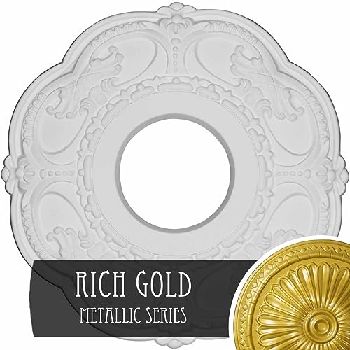 11 1/2" OD x 3 1/2"ID x 1"P Rotherham Ceiling Medallion, Hand-Painted Rich Gold