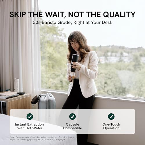 OutIn Nano Portable Electric Espresso Machine, Travel Camping Coffee Maker, Self-Heating USB-C Car Coffee Maker with Ground Coffee and NS Capsule