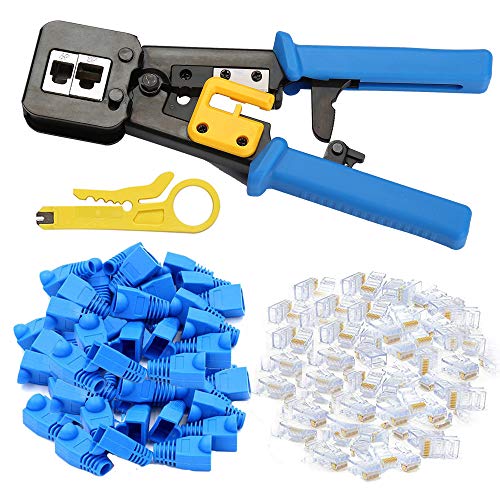 Hiija EZ RJ45 Crimp Tool Pass Through Cat5 Cat5e Cat6 Crimping Tool for