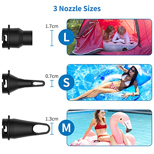 Pompa ad aria Elettrica, Morpilot Pompa ad aria Wireless con Ricarica USB, 3 Ugelli d\'aria, Gonfiaggio/Sgonfiaggio Zattere Gonfiabili per Anelli da Nuoto, Divani Gonfiabili, Palline da Yoga, Nero