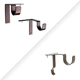 Kwik-Hang 3-Piece Curtain Rod Bracket Set with Center Support – No Drill, Damage-Free Curtain Hardware – Fits 1” Curtain Rods