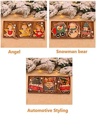 Wooden Christmas Decorations for Excellent Hanging Ornaments: Angel, Christmas Tree, Snowman, Bear, Bus, and Automobile