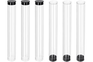 AHANDMAKER 6pcs Clear Plastic Storage Tubes 7 Inch with Black Lids Flat Bottom Durable Bead Containers for Crafting Jewelry Supplies Item Storage DIY Projects Home Decor