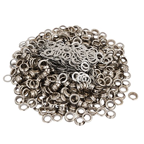 uxcell 500pcs 8mm Brass Eyelet Grommets Silver Tone for Clothes Leather Canvas