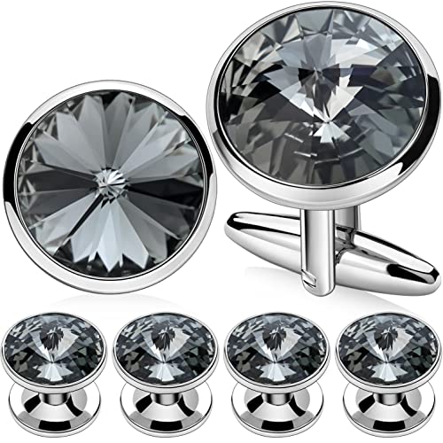 HAWSON Cufflinks for Men with 4/6 pcs Shirt Studs Set, Gift Box Packed, Mens Jewelry or Accessories for Wedding, Party, Anniversary, Birthday