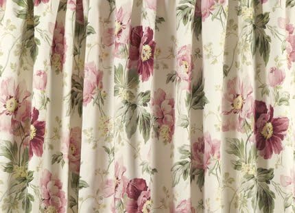 Laura Ashley Peony Garden Cranberry Cotton Pencil Pleat Curtains